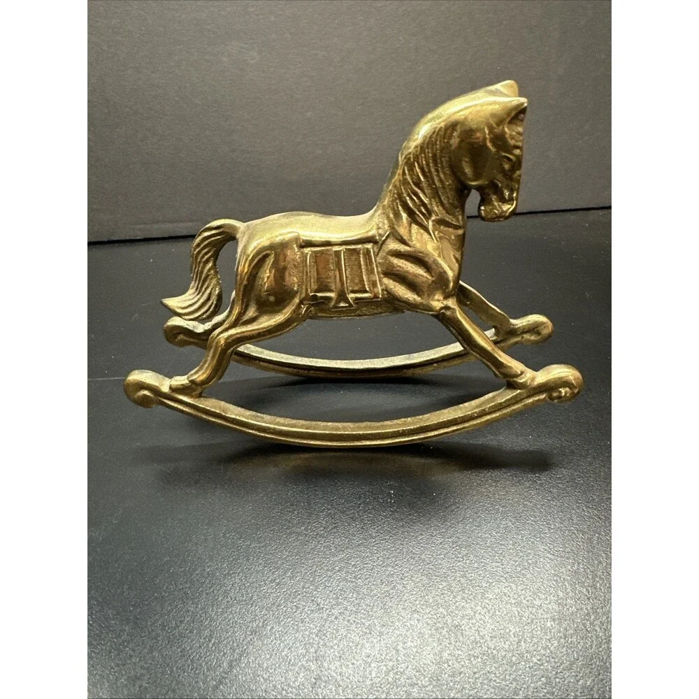 Vintage Brass Rocking Horse Figurine